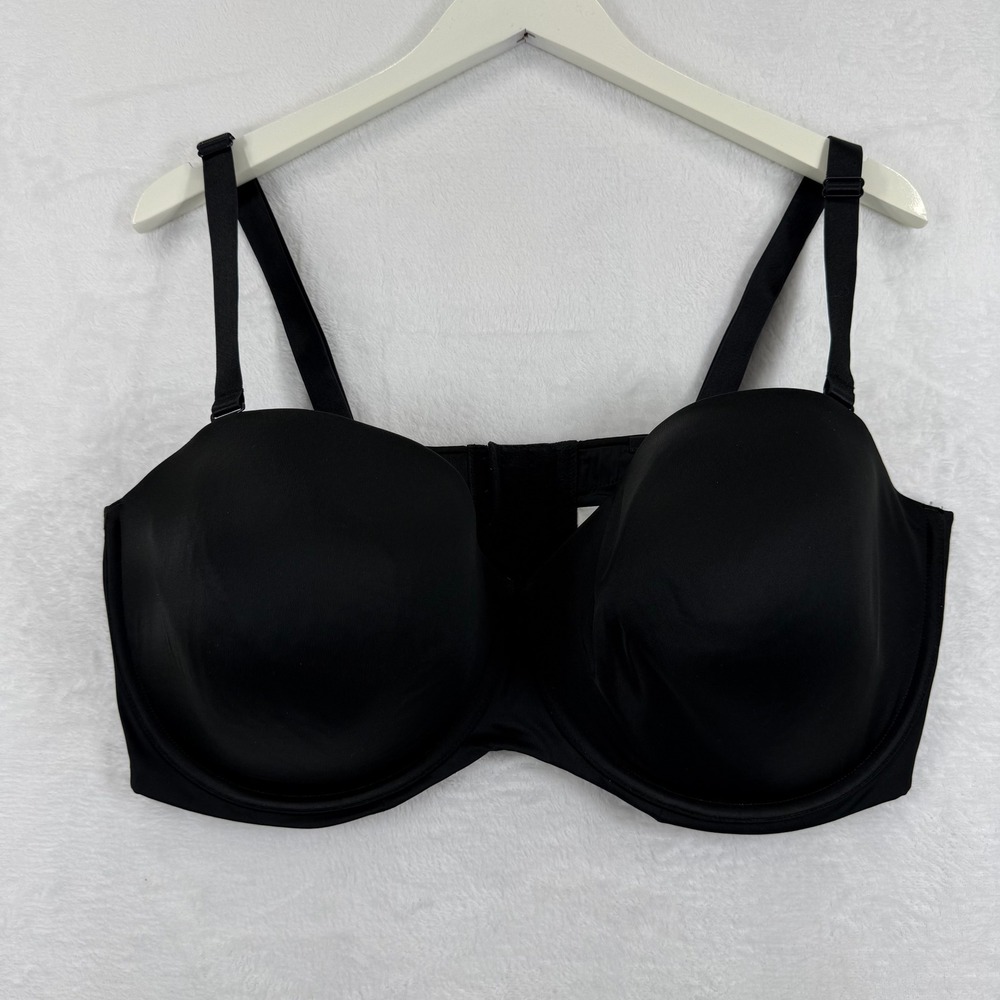 Cacique Black Full Coverage Bra 46DDD Underwire Adjustable‎ Straps